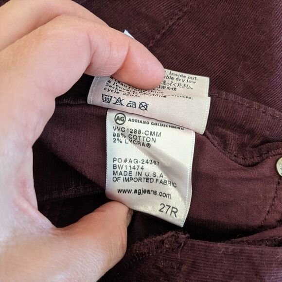 AG The Leggings Super Skinny Cords Maroon 27 R - Picture 5 of 5